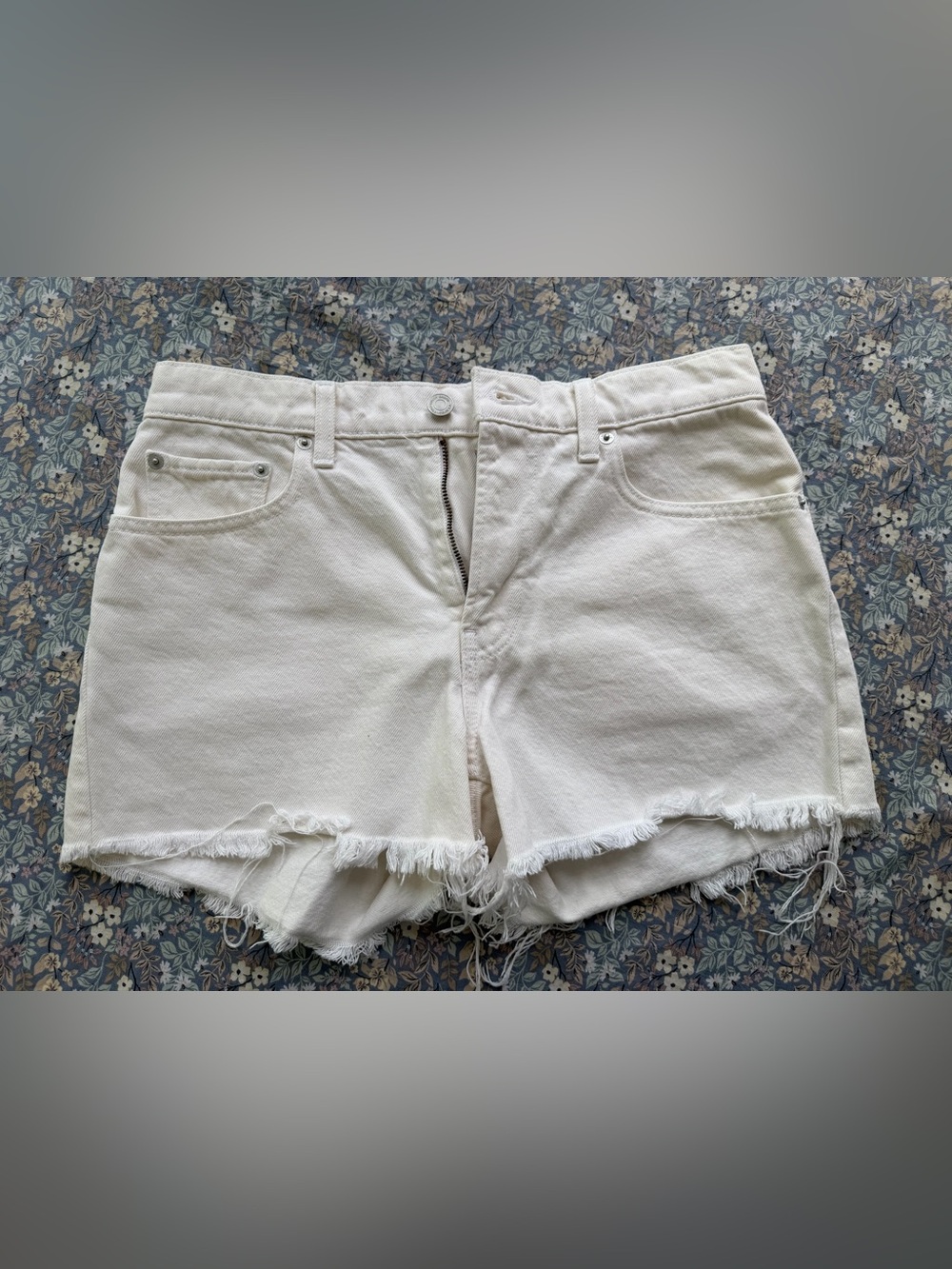 Lucky Brand Cream/Off-White Denim Shorts